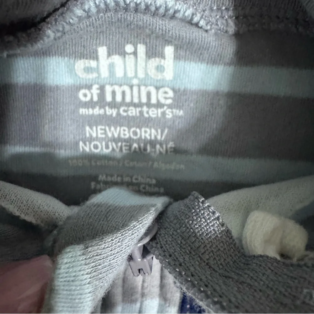 Carter's Gray and blue Striped Footie